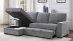 Homelegance 9468DG-2LC2R 2 pc Morelia light grey chenille fabric sectional sofa with storage chaise and pop up sleep area