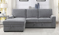 Homelegance 9468DG-2LC2R 2 pc Morelia light grey chenille fabric sectional sofa with storage chaise and pop up sleep area