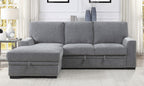 Homelegance 9468DG-2LC2R 2 pc Morelia light grey chenille fabric sectional sofa with storage chaise and pop up sleep area