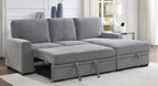 Homelegance 9468DG-2RC2L 2 pc Morelia light grey chenille fabric sectional sofa with storage chaise and pop up sleep area