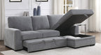 Homelegance 9468DG-2RC2L 2 pc Morelia light grey chenille fabric sectional sofa with storage chaise and pop up sleep area