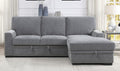 Homelegance 9468DG-2RC2L 2 pc Morelia light grey chenille fabric sectional sofa with storage chaise and pop up sleep area