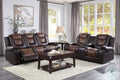 Homelegance 9470BR-2PC 2 pc Briscoe two tone brown premium faux leather motion sofa and love seat set