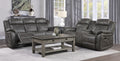 Homelegance 9479BRG-2PC 2 pc Centeroak brown gray polished microfiber motion sofa and love seat set