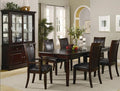 9480-7PC 7 pc Elegant espresso brown finish wood dining table set slatted back chairs