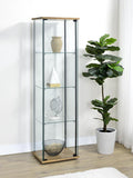 Bellatrix Mango Wood & Tempered Glass Square Curio Cabinet with 3 Shelves | Coaster - 950172MGO