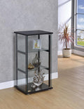 Coaster 950179 Latitude run trobeva black finish wood tempered glass square curio cabinet 2 shelves