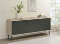 Coaster 950352 Varick gallery maeve two tone pine and grey finish wood 70" mid-century modern tv stand with drawers
