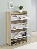 Coaster 950403 Denia antique pine and white finish wood three tier shoe cabinet