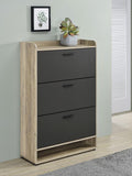 Coaster 950404 Denia antique pine and grey finish wood three tier shoe cabinet