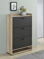 Coaster 950404 Denia antique pine and grey finish wood three tier shoe cabinet