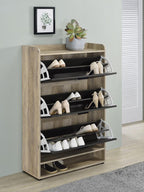 Coaster 950404 Denia antique pine and grey finish wood three tier shoe cabinet