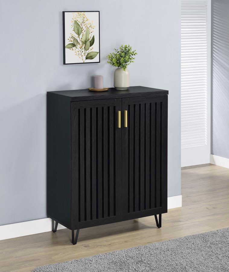 Coaster 950422 Brixton black finish wood 6 adjustable shelf shoe cabinet