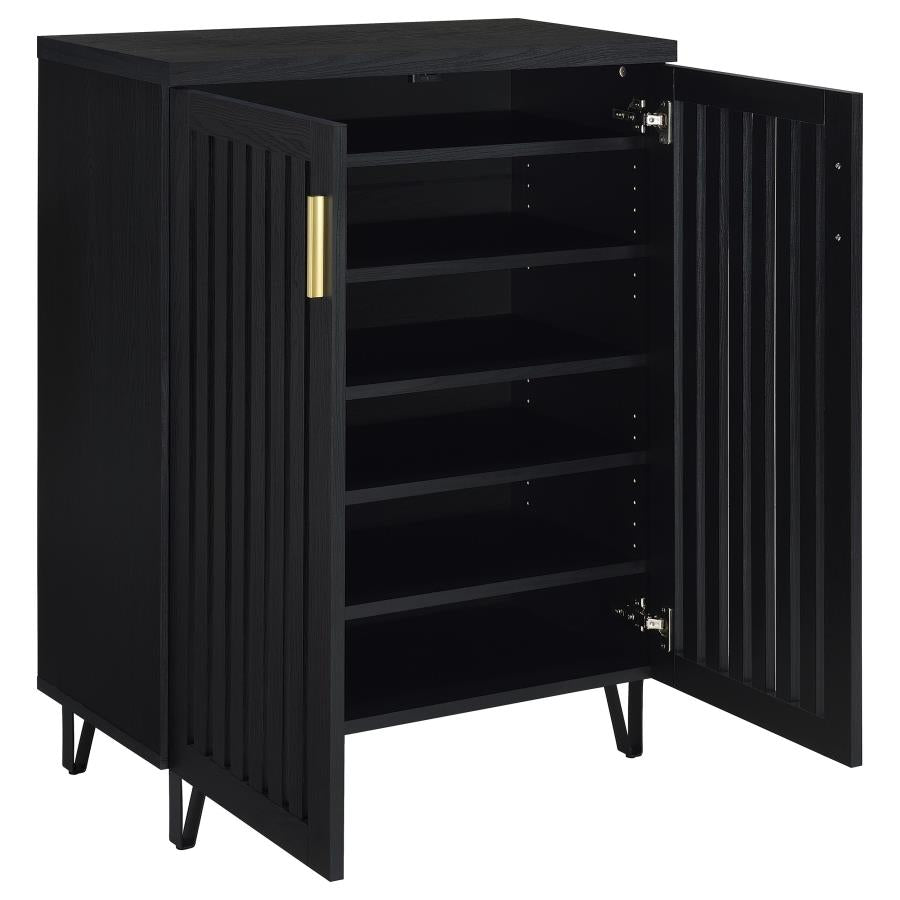 Coaster 950422 Brixton black finish wood 6 adjustable shelf shoe cabinet