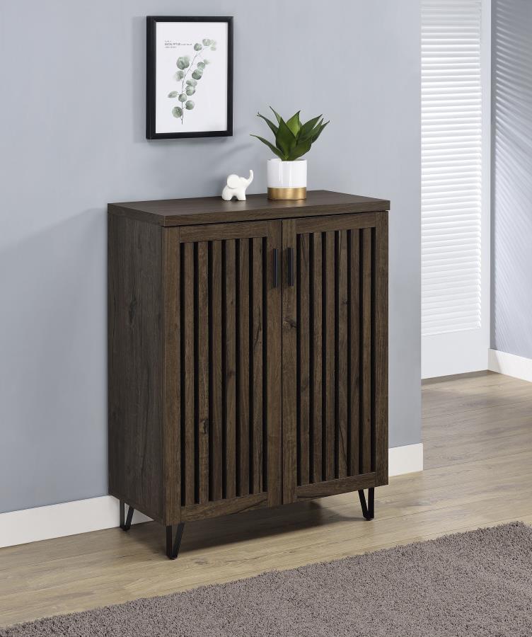 Coaster 950423 Brixton smoked oak finish wood 6 adjustable shelf shoe cabinet