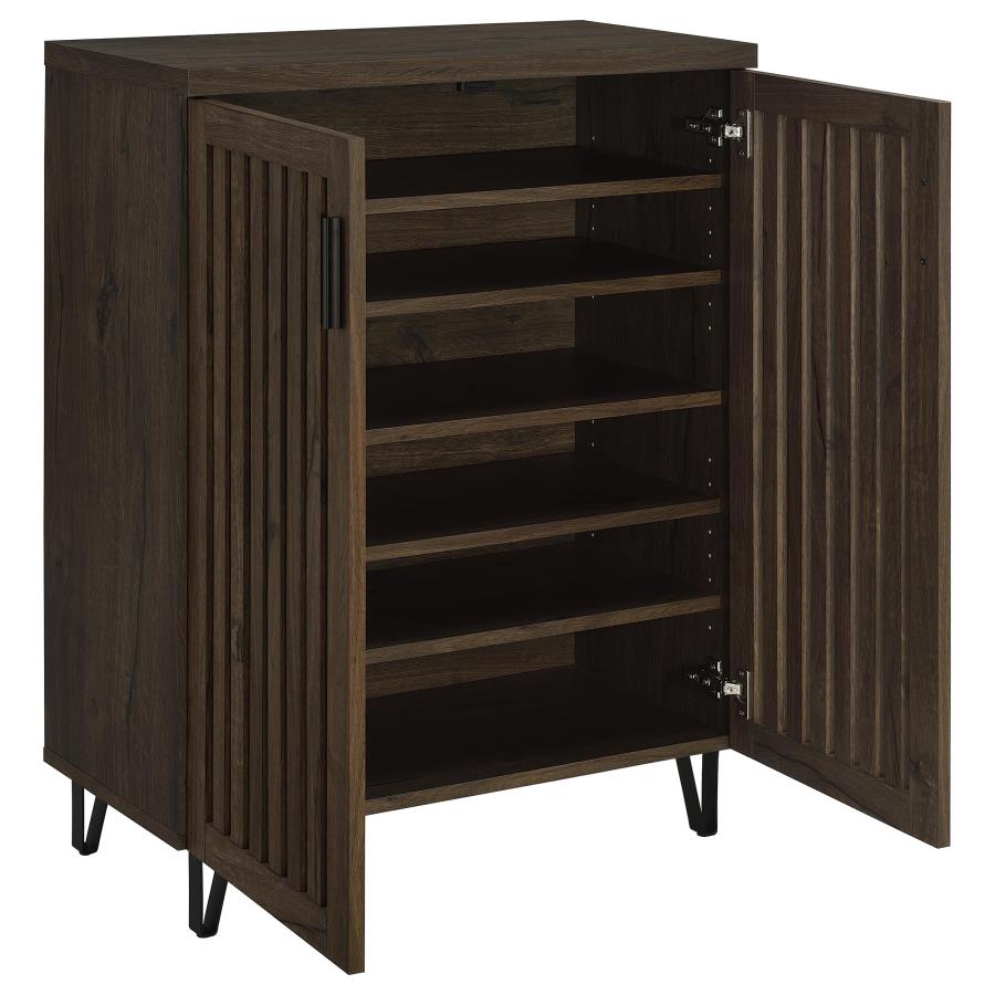 Coaster 950423 Brixton smoked oak finish wood 6 adjustable shelf shoe cabinet