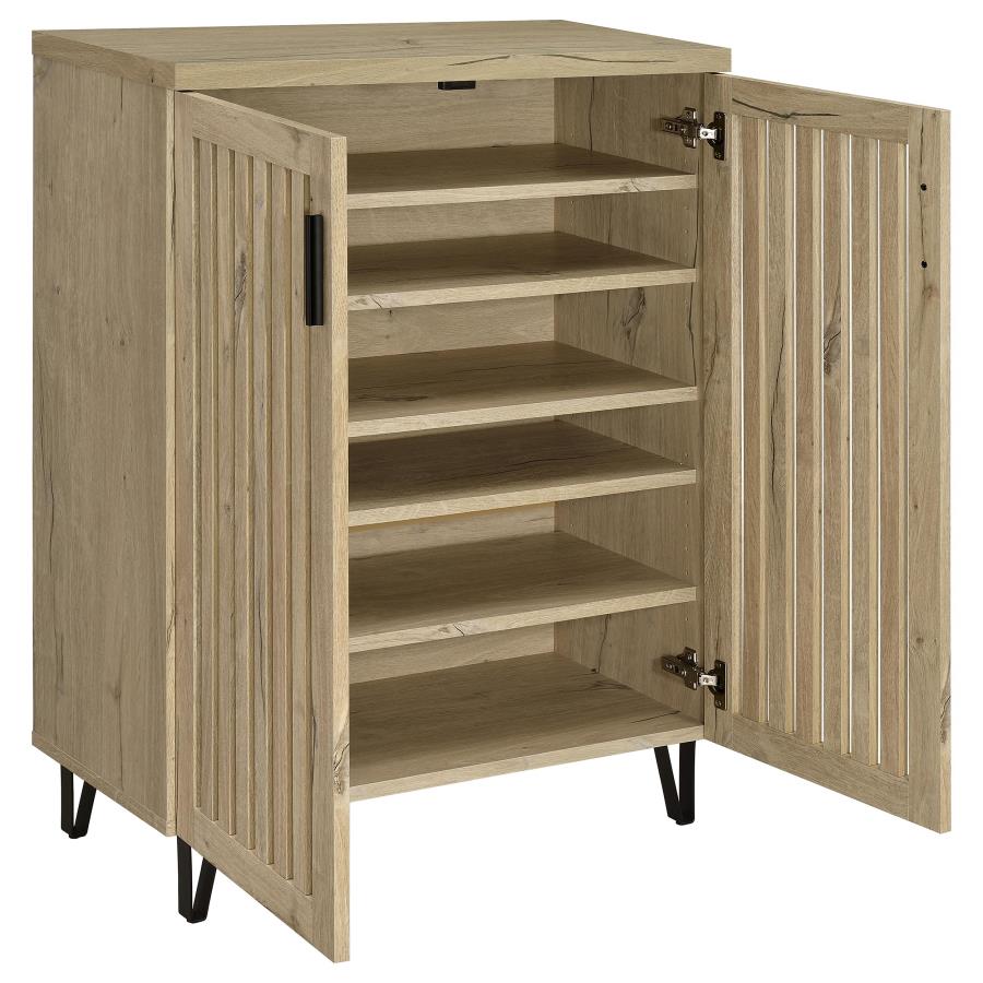Coaster 950424 Brixton white oak finish wood 6 adjustable shelf shoe cabinet