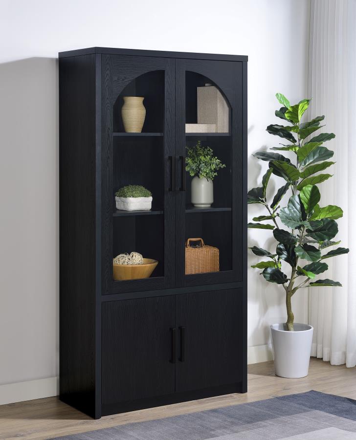 Coaster Black Tall LED Display Accent Cabinet with Arched Glass Doors – 950432