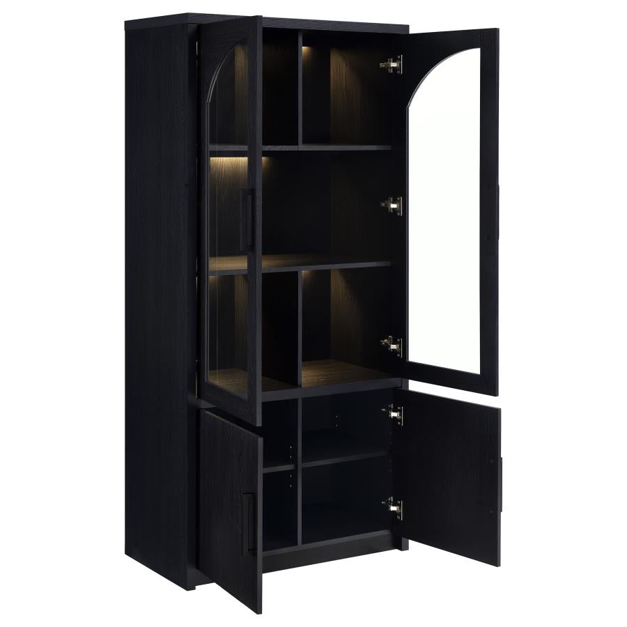 Coaster Black Tall LED Display Accent Cabinet with Arched Glass Doors – 950432