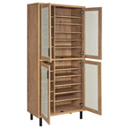 Teller Natural Oak Farmhouse Style 14-Shelf Shoe Cabinet with Metal Mesh Doors – 950440