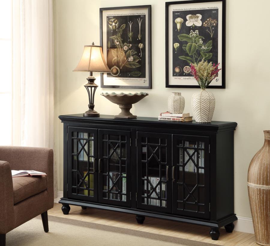 Coaster 950639 Darby home co caro antique black finish wood console server buffet cabinet