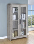 Coaster 950783 Brayden studio loon peak grey driftwood finish wood black metal 2 door storage cabinet