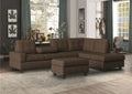 Homelegance 9507CHC-3PC 3 pc Maston chocolate fabric reversible sectional sofa set storage ottoman