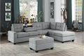 Homelegance 9507GRY-3PC 3 pc Maston gray fabric reversible sectional sofa set storage ottoman