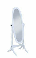 Coaster 950802 White finish wood oval turned post free standing cheval bedroom dressing mirror