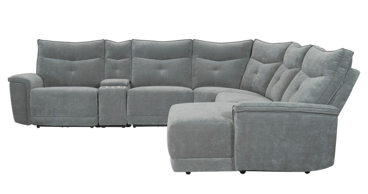 Tesoro Dark Gray Textured Fabric 6-Pc Sectional Sofa with Power Recliners – 9509DG-6LRPWH5R