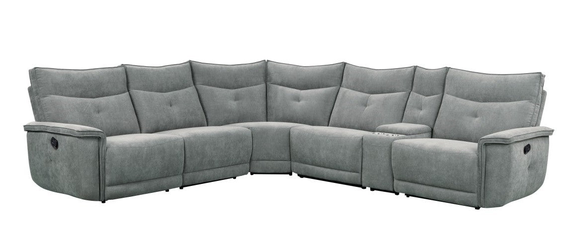 Homelegance 9509DG-6LRRR 6 pc Tesoro dark gray textured fabric sectional sofa with recliners