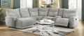 Homelegance 9509MGY-65LRR 6 pc Tesoro mist gray textured fabric sectional sofa with recliners and chaise
