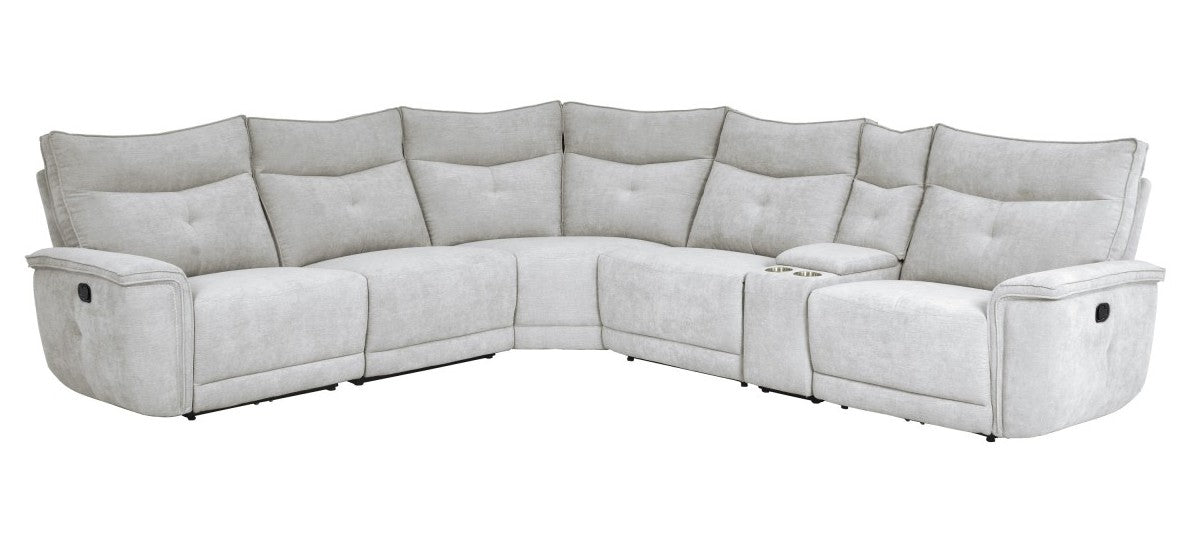 Homelegance 9509MGY-6LRRR 6 pc Tesoro mist gray textured fabric sectional sofa with recliners