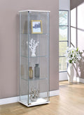 Coaster 951072 Latitude run trobeva white finish wood tempered glass square curio cabinet 3 shelves