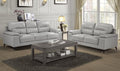 Homelegance 9514SVE-2PC 2 pc Mischa mid century modern silver gray top grain leather match sofa and love seat set wide arms