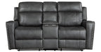 Homelegance Hazen Dark Grey Faux Leather Reclining Sofa & Love Seat Set – 9515DGY-SL