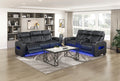 Homelegance 9516BLK-2PWH 2 pc Fairway black breathable faux leather power motion sofa and love seat set USB LED