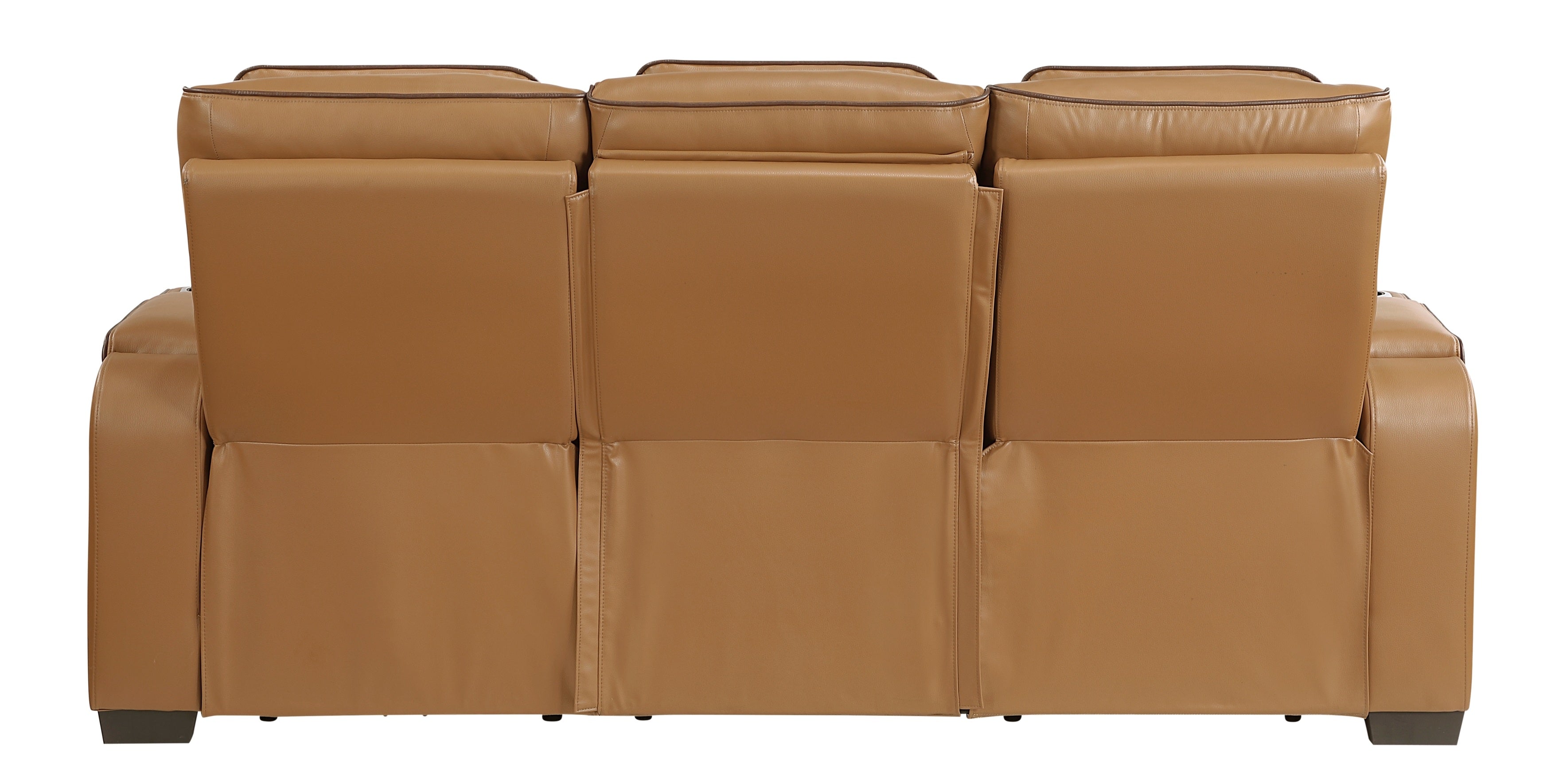 Homelegance 9516BRW-2PWH 2 pc Fairway tan breathable faux leather power motion sofa and love seat set USB LED