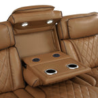 Homelegance 9516BRWS-33L3RPWH 3 pc Bastrop fortuner brown faux leather sectional sofa with power motion recliners LED lighting