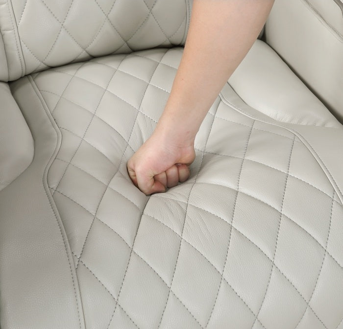 Homelegance 9516TPES-33L3RPWH 3 pc Bastrop fortuner taupe faux leather sectional sofa with power motion recliners LED lighting