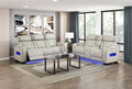 Homelegance 9516TPE-2PWH 2 pc Fairway taupe breathable faux leather power motion sofa and love seat set USB LED