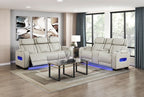 Homelegance 9516TPE-2PWH 2 pc Fairway taupe breathable faux leather power motion sofa and love seat set USB LED