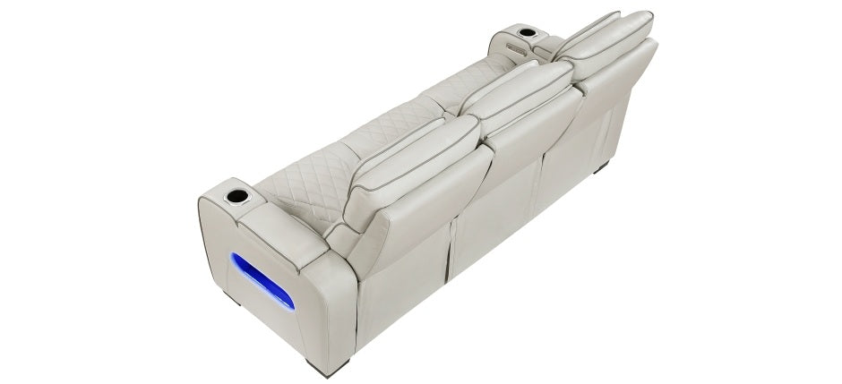 Homelegance 9516TPE-2PWH 2 pc Fairway taupe breathable faux leather power motion sofa and love seat set USB LED