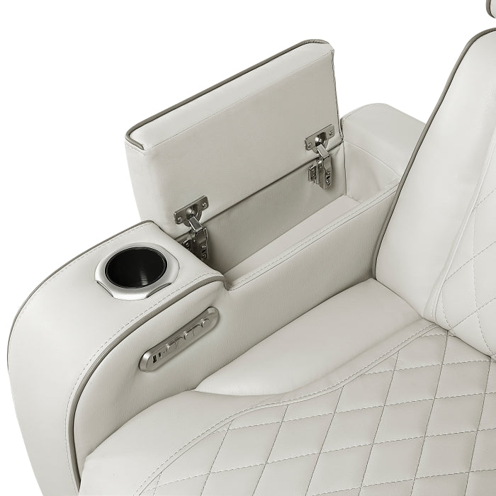 Homelegance 9516TPES-33L3RPWH 3 pc Bastrop fortuner taupe faux leather sectional sofa with power motion recliners LED lighting