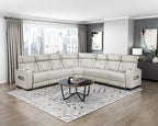 Homelegance 9516TPES-33L3RPWH 3 pc Bastrop fortuner taupe faux leather sectional sofa with power motion recliners LED lighting