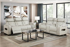 Homelegance 9516TPE-2PWH 2 pc Fairway taupe breathable faux leather power motion sofa and love seat set USB LED