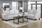 Homelegance 9519GRY-2PC 2 pc Aliana light grey textured fabric sofa and love seat set with flared arms