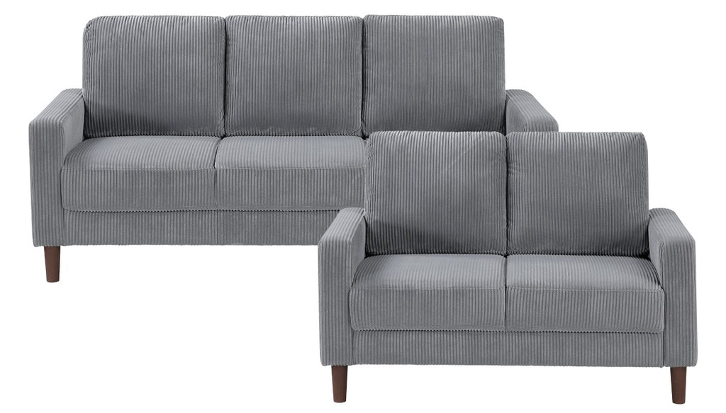 Hollarman Dark Gray Corduroy Sofa & Love Seat Set – 9520GRY-SL