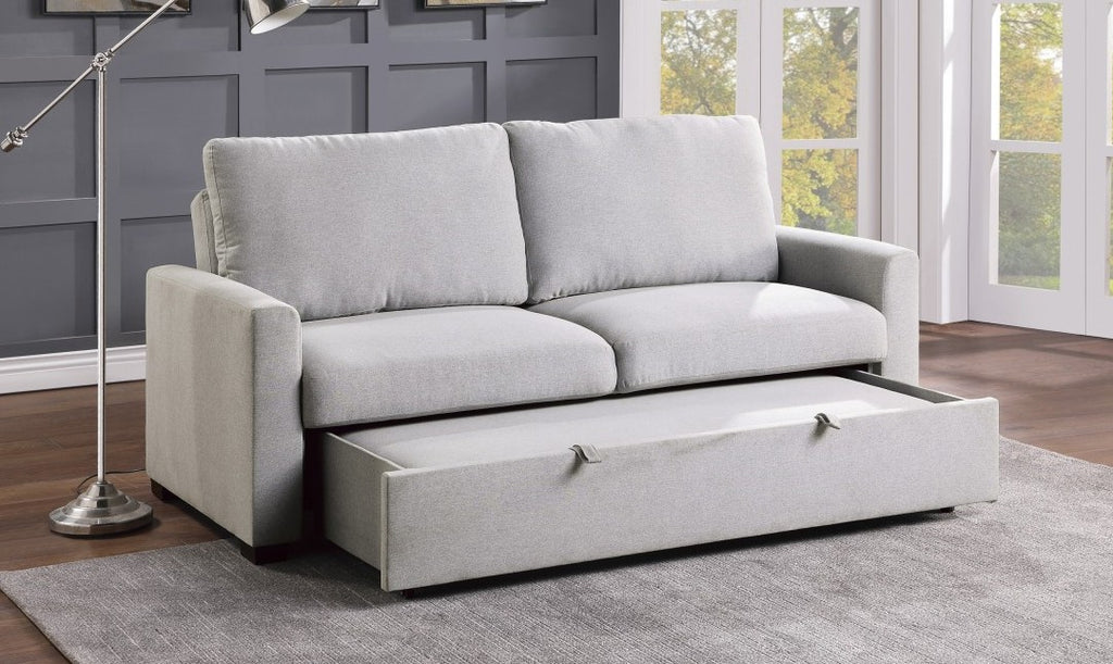 Homelegance 9525RF-3CL Winston porter price gray textured fabric sofa with pop up sleep area and fold down back