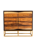 Coaster 953447 Everly quinn auriga black walnut finish wood 2 door server buffet cabinet gold frame legs